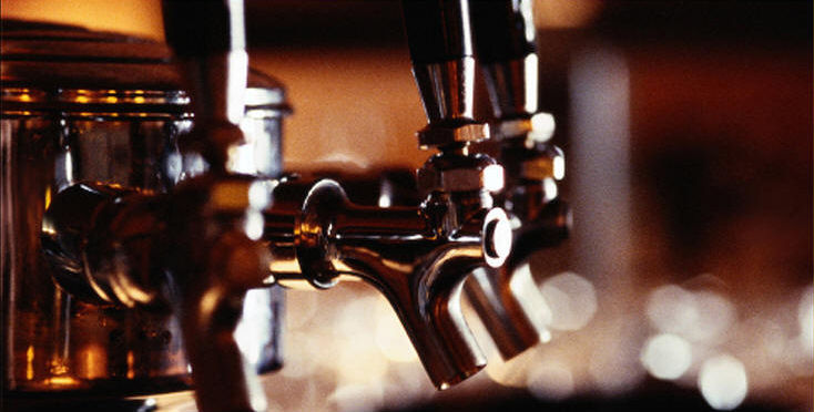 Beer taps pouring at the 6ers bar